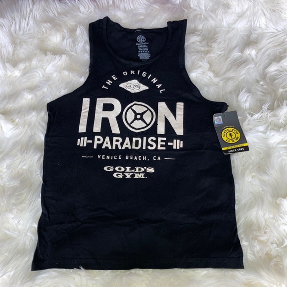 GOLD’S GYM Black Venice Beach Iron Paradise Muscle Tee Tank Top S - Picture 9 of 12